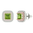 thumbnail image 1 of Clara Pucci 1.73Ct Natural Peridot Princess Cut VVS1 Screw Back Stud 14k Solid hypoallergenic Gold Designer Earrings For August, 1 of 7