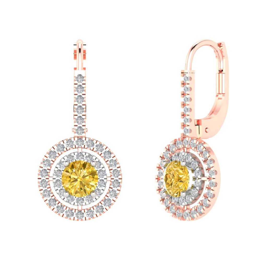1.35 ct Lever-Back Drop Dangle Earrings for Women | 4.5mm Round Cut ...