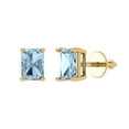 thumbnail image 1 of 14K Solid Gold Screw Back Stud Earrings for Women | 1 cttw Emerald Cut Natural Sky Blue Topaz | Yellow Gold, 1 of 5