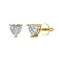 thumbnail image 1 of Clara Pucci 1 ct Brilliant Heart Cut Studs VVS1 Genuine Conflict free Clear Zircon Solid 18K Yellow Gold Designer Everyday Earrings Screw back, 1 of 5