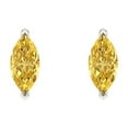 thumbnail image 1 of 14K Solid Gold Screw Back Stud Earrings for Women | 1 cttw Marquise Cut Natural Citrine | White Gold, 1 of 4