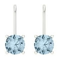 thumbnail image 1 of Clara Pucci 1 ct Brilliant Round Cut Drop Dangle VVS1 Genuine Conflict free Blue Zircon Solid 18K White Gold Designer Everyday Earrings Lever Back, 1 of 4