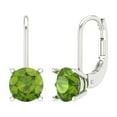 thumbnail image 1 of 14K Solid Gold Lever Back Stud Earrings for Women | 1 cttw Round Cut Natural Peridot | White Gold, 1 of 5