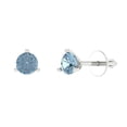 thumbnail image 1 of 1 ct Screw-Back Stud Earrings for Women | 5mm Round Cut Natural Aquamarine | 18K White Gold, 1 of 5
