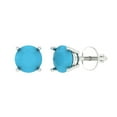 thumbnail image 1 of 1 ct Screw-Back Stud Earrings for Women | 5.0mm Round Cut Simulated Turquoise | 18K White Gold, 1 of 5