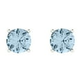 thumbnail image 1 of Clara Pucci 1 ct Brilliant Round Cut Solitaire Studs VVS1 Genuine Conflict free Blue Zircon Solid 18K White Gold Designer Everyday Earrings Push Back, 1 of 4