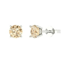 1 ct Push-Back Stud Earrings for Women | 5.0mm Round Cut Natural Morganite | 18K White Gold