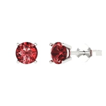 1 ct Push-Back Stud Earrings for Women | 5.0mm Round Cut Natural Garnet | 18K White Gold