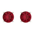 thumbnail image 1 of Clara Pucci 1 ct Brilliant Round Cut Solitaire Studs VVS1 Genuine Conflict free Red Ruby Solid 18K White Gold Designer Everyday Earrings Screw back, 1 of 4
