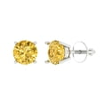 thumbnail image 1 of 1 ct Screw-Back Stud Earrings for Women | 5.0mm Round Cut Natural Citrine | 18K White Gold, 1 of 4