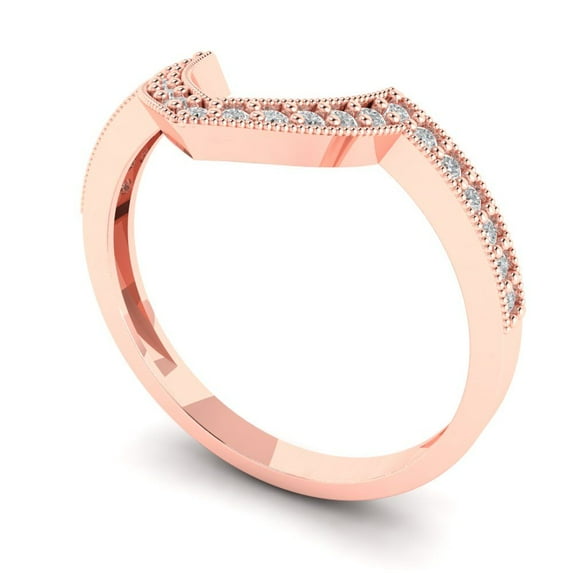Clara Pucci 14K Rose Solid Gold 0.1875Ct Zircon Bridal Wedding Designer Ring hypoallergenic Band for Women