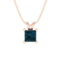thumbnail image 1 of Clara Pucci 14K Rose Solid Hypoallergenic Gold 0.5Ct Natural London Blue Topaz Princess Cut Solitaire Designer Necklace Pendant For December, 1 of 7