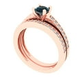thumbnail image 1 of Clara Pucci 14K Rose Gold 0.86 Natural London Blue Topaz Engraveable Engagement Ring + Wedding Band Set, 1 of 7