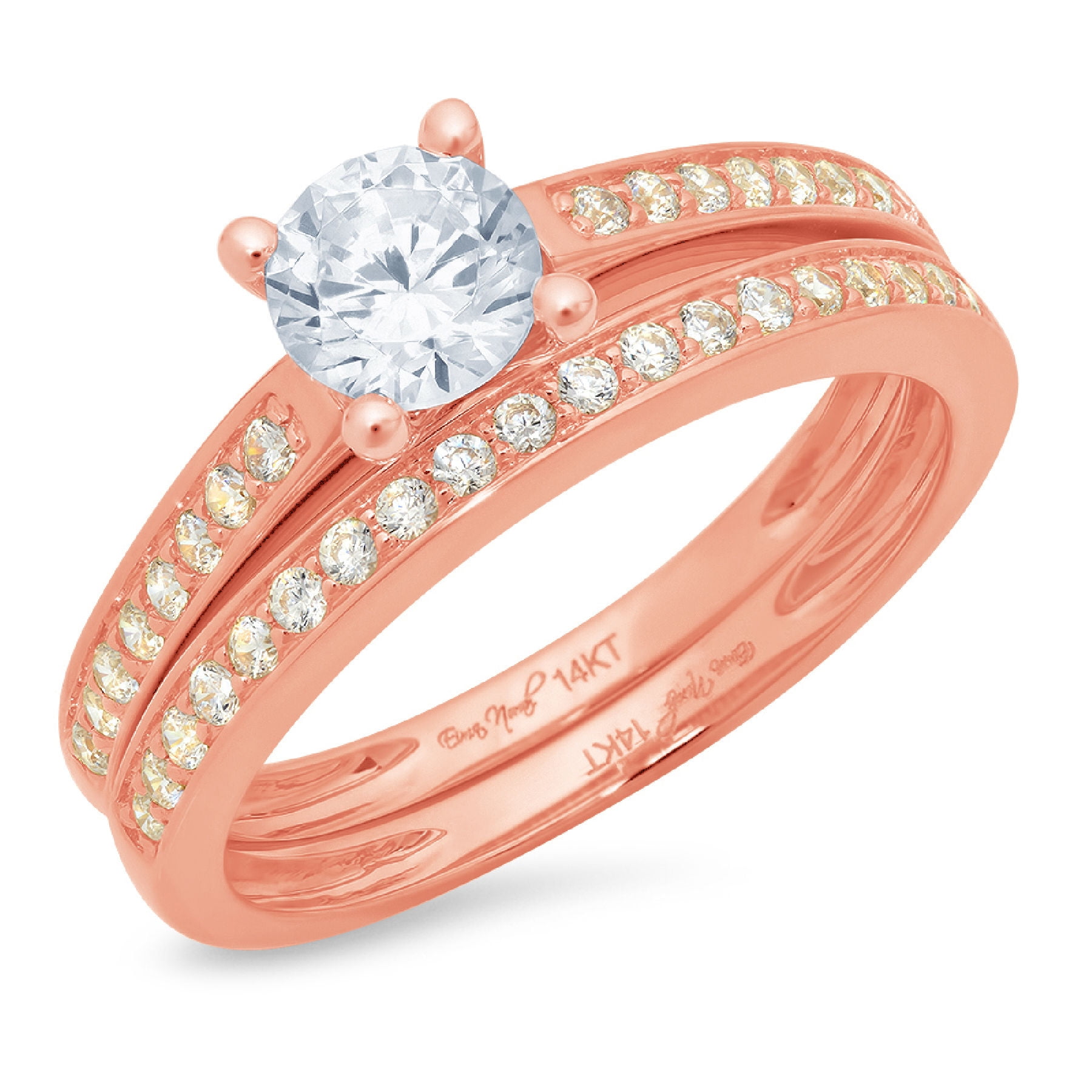 Clara Pucci 14K Rose Gold 0.86 Natural Swiss Blue Topaz Engraveable ...