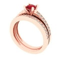 thumbnail image 1 of Clara Pucci 14K Rose Gold 0.86 Simulated Ruby Engraveable Engagement Ring + Wedding Band Set, 1 of 7