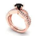 thumbnail image 1 of Clara Pucci 14K Rose Gold 1.57 Natural Onyx Engraveable Engagement Ring + Wedding Band Set, 1 of 7