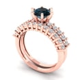 thumbnail image 1 of Clara Pucci 14K Rose Gold 1.66 Natural London Blue Topaz Engraveable Engagement Ring + Wedding Band Set, 1 of 7