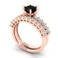 thumbnail image 1 of Clara Pucci 14K Rose Gold 1.66 Natural Onyx Engraveable Engagement Ring + Wedding Band Set, 1 of 7