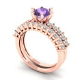 thumbnail image 1 of Clara Pucci 14K Rose Gold 1.66 Simulated Alexandrite Engraveable Engagement Ring + Wedding Band Set, 1 of 7