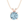 thumbnail image 1 of Clara Pucci 14K Rose Solid Hypoallergenic Gold 1Ct Natural Sky Blue Topaz Round Brilliant Cut Solitaire Designer Necklace Pendant For December, 1 of 7