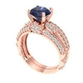 thumbnail image 1 of Clara Pucci 14K Rose Gold 2.095 Simulated Blue Sapphire Engraveable Engagement Ring + Wedding Band Set, 1 of 7