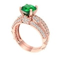thumbnail image 1 of Clara Pucci 14K Rose Gold 2.095 Simulated Emerald Engraveable Engagement Ring + Wedding Band Set, 1 of 7