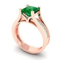 thumbnail image 1 of Clara Pucci 14K Rose Gold 2.28 Simulated Emerald Engraveable Engagement Ring + Wedding Band Set, 1 of 7