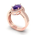 thumbnail image 1 of Clara Pucci 14K Rose Gold 2.4875 Natural Amethyst Engraveable Engagement Ring + Wedding Band Set, 1 of 7