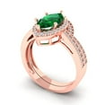 thumbnail image 1 of Clara Pucci 14K Rose Gold 2.4875 Simulated Emerald Engraveable Engagement Ring + Wedding Band Set, 1 of 7