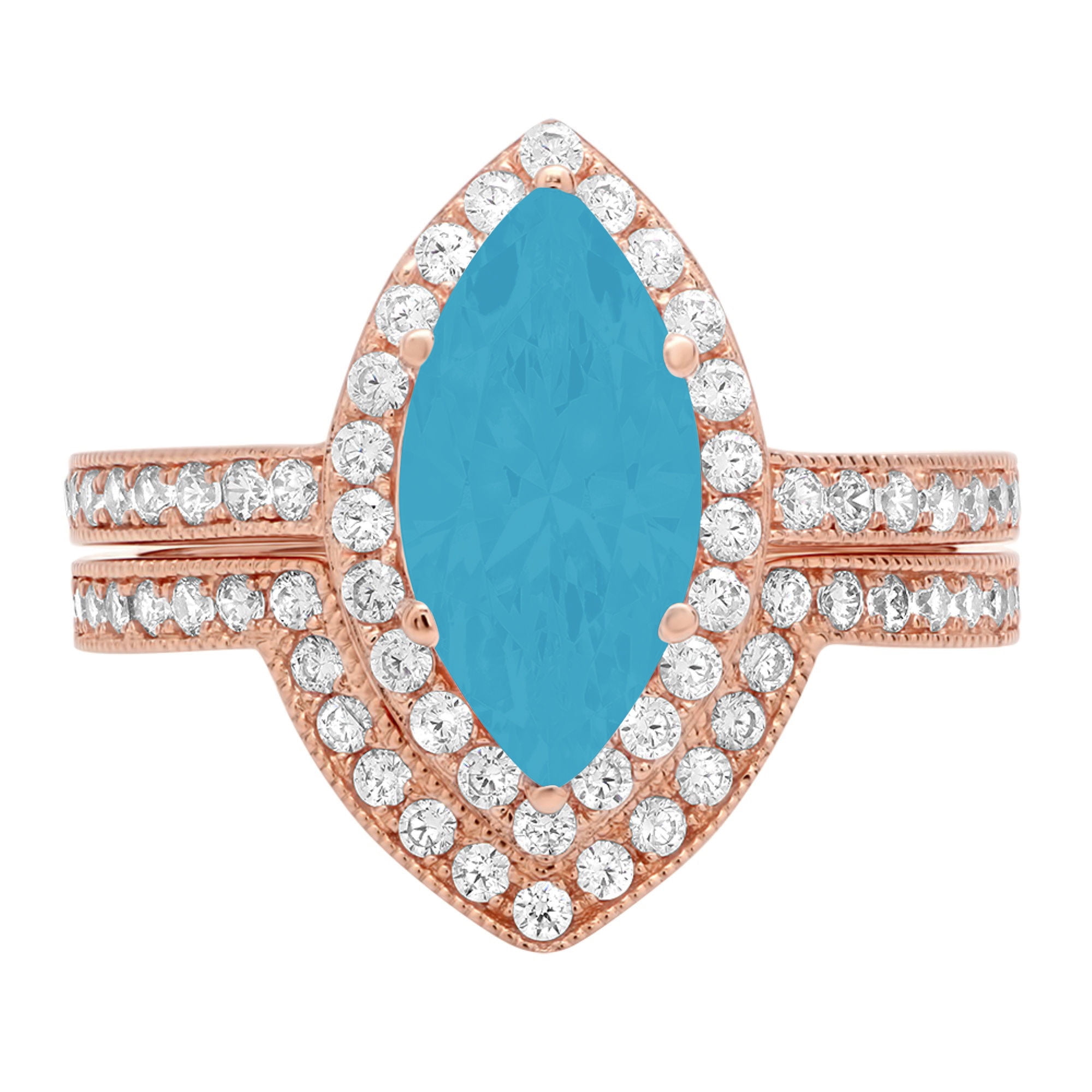 Clara Pucci 14K Rose Gold 2 4875 Simulated Turquoise Engraveable clara-pucci-14k-rose-gold-2-4875-simulated-turquoise-engraveable
