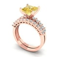 thumbnail image 1 of Clara Pucci 14K Rose Gold 2.63 Synthetic Yellow Moissanite Engraveable Engagement Ring + Wedding Band Set, 1 of 7