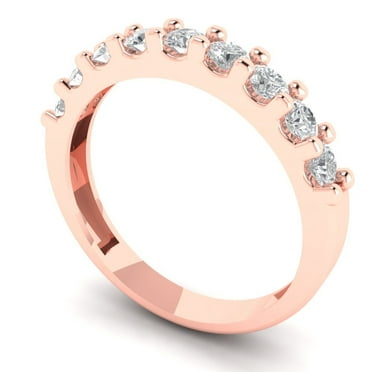 Clara Pucci 14K Rose Solid Gold Custom Laser Engraved Women's Solid Gold Ring Eternity Statement Band With Round Cut 0.63TCW
