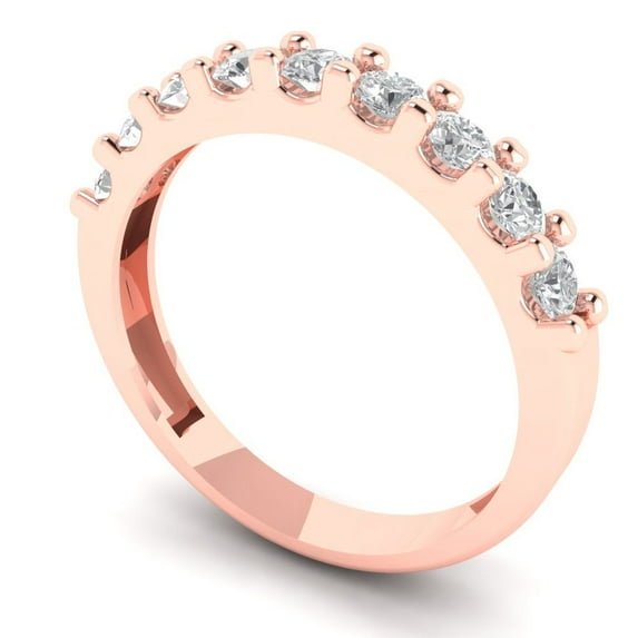 Clara Pucci 14K Rose Solid Gold Custom Laser Engraved Women's Solid Gold Ring Eternity Statement Band With Round Cut 0.63TCW