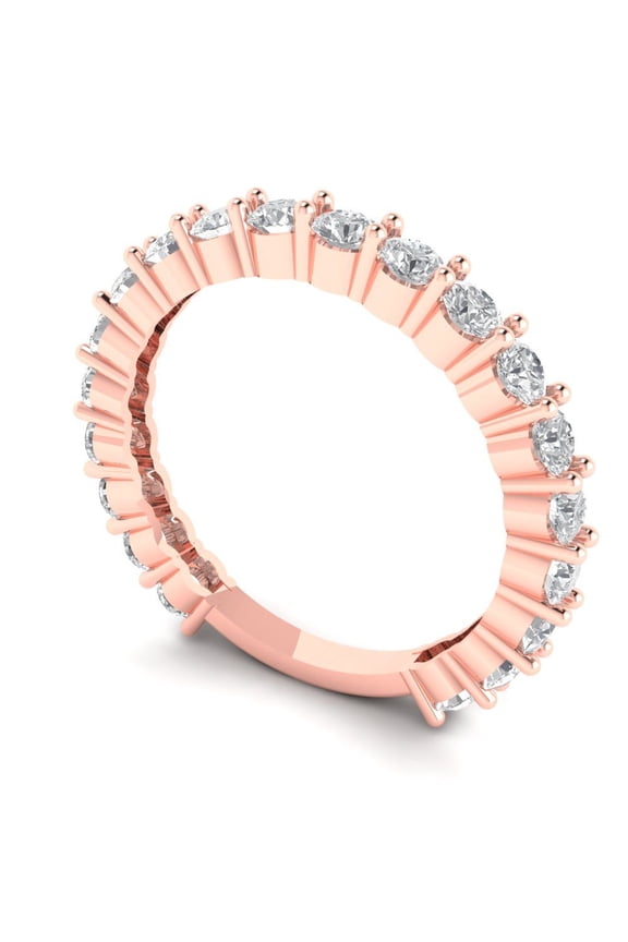 14K Rose Solid Gold Custom Laser Engraved Women's Solid Gold Ring Eternity Statement Band With Round Cut 1.2TCW