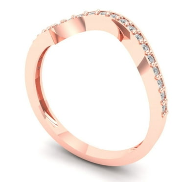 Clara Pucci 14K Rose Solid Gold Custom Laser Engraved Women's Solid Gold Ring Stackable Statement Band With Round Cut 0.165TCW