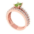 thumbnail image 1 of Clara Pucci 14K Rose Gold Emerald Cut 0.5Ct Natural Peridot Engagement Ring + Matching Band - Luxury Box Included, 1 of 7