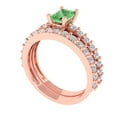 thumbnail image 1 of Clara Pucci 14K Rose Gold Emerald Cut 0.5Ct Simulated Green Diamond Engagement Ring + Matching Band - Luxury Box Included, 1 of 7