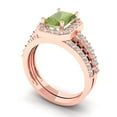 thumbnail image 1 of Clara Pucci 14K Rose Gold Emerald Cut 1.5Ct Natural Peridot Engagement Ring + Matching Band - Luxury Box Included, 1 of 7