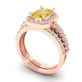 thumbnail image 1 of Clara Pucci 14K Rose Gold Emerald Cut 1.5Ct Synthetic Yellow Moissanite Engagement Ring + Matching Band - Luxury Box Included, 1 of 7