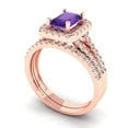 thumbnail image 1 of Clara Pucci 14K Rose Gold Emerald Cut 1Ct Natural Amethyst Engagement Ring + Matching Band - Luxury Box Included, 1 of 7