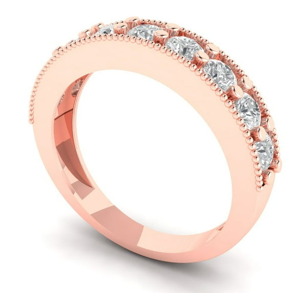 Clara Pucci 14K Rose Gold Eternity Wedding Bridal Engagement Promise Anniversary Ring Band - 0.81Ct Solid Gold