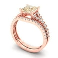 thumbnail image 1 of Clara Pucci 14K Rose Gold Princess Cut 1Ct Natural Morganite Engagement Ring + Matching Band - Luxury Box Included, 1 of 7