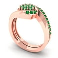 thumbnail image 1 of Clara Pucci 14K Rose Gold Round Cut 0.025Ct Simulated Emerald Engagement Ring + Matching Band - Luxury Box Included, 1 of 7