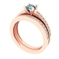 thumbnail image 1 of Clara Pucci 14K Rose Gold Round Cut 0.5Ct Synthetic Blue Moissanite Engagement Ring + Matching Band - Luxury Box Included, 1 of 7