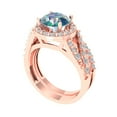 thumbnail image 1 of Clara Pucci 14K Rose Gold Round Cut 1.5Ct Synthetic Blue Moissanite Engagement Ring + Matching Band - Luxury Box Included, 1 of 7