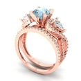 thumbnail image 1 of Clara Pucci 14K Rose Gold Round Cut 1Ct Natural Aquamarine Engagement Ring + Matching Band - Luxury Box Included, 1 of 7