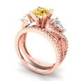 thumbnail image 1 of Clara Pucci 14K Rose Gold Round Cut 1Ct Natural Citrine Engagement Ring + Matching Band - Luxury Box Included, 1 of 7