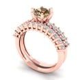 thumbnail image 1 of Clara Pucci 14K Rose Gold Round Cut 1Ct Simulated Champagne Engagement Ring + Matching Band - Luxury Box Included, 1 of 7