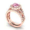thumbnail image 1 of Clara Pucci 14K Rose Gold Round Cut 1Ct Simulated Pink Diamond Engagement Ring + Matching Band - Luxury Box Included, 1 of 7