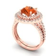 thumbnail image 1 of Clara Pucci 14K Rose Gold Round Cut 2Ct Simulated Red Diamond Engagement Ring + Matching Band - Luxury Box Included, 1 of 7